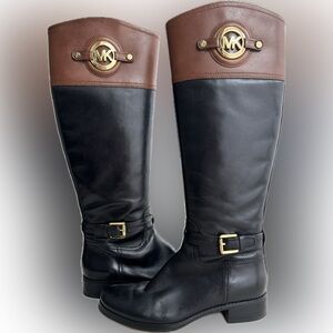 Michael Kors Stockard Two Toned Black Tall Riding Boots